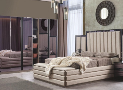 Modern bedroom set bed 2x nightstands wardrobe wooden furniture new